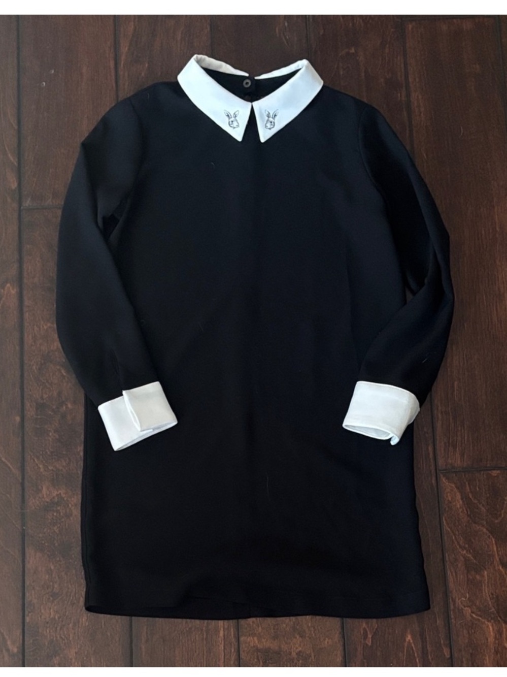 Victoria Beckham Black Dress with White Collar and Cuffs